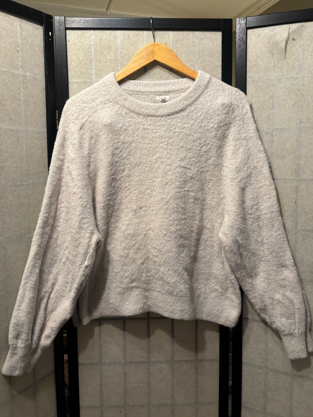 AERIE Teddy Fuzzy Cozy Crewneck Sweater
